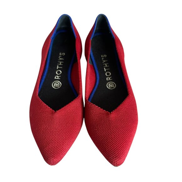 Rothy's The Point Red Flats Comfort Removable Insoles Washable Size 8 Women's - Picture 2 of 14